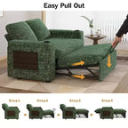 Canapé-lit 2 places en chenille/velours côtelé avec dossier inclinable – Beige/Vert/Gris