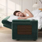 Canapé-lit 2 places en chenille/velours côtelé avec dossier inclinable – Beige/Vert/Gris