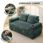 Canapé-lit 2 places en chenille/velours côtelé avec dossier inclinable – Beige/Vert/Gris