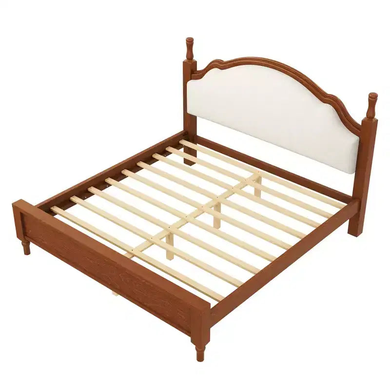Lit plateforme capitonné noir / marron avec tête de lit incurvée, Grand lit / Très grand lit, 1 personne