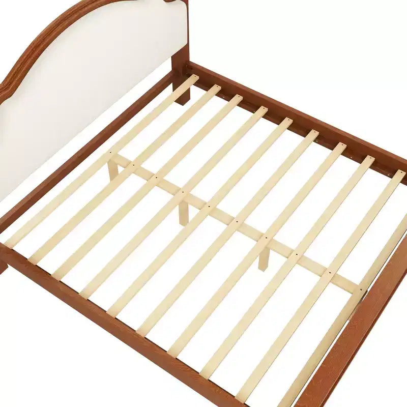Lit plateforme capitonné noir / marron avec tête de lit incurvée, Grand lit / Très grand lit, 1 personne