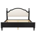 Lit plateforme capitonné noir / marron avec tête de lit incurvée, Grand lit / Très grand lit, 1 personne