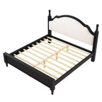 Lit plateforme capitonné noir / marron avec tête de lit incurvée, Grand lit / Très grand lit, 1 personne