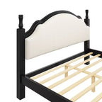 Lit plateforme capitonné noir / marron avec tête de lit incurvée, Grand lit / Très grand lit, 1 personne