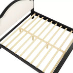 Lit plateforme capitonné noir / marron avec tête de lit incurvée, Grand lit / Très grand lit, 1 personne