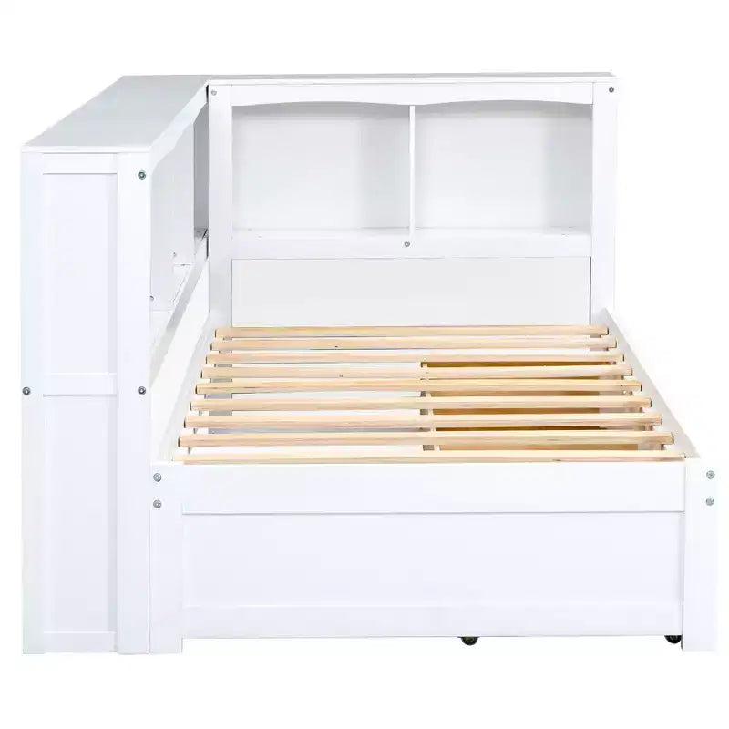 Lit de repos jumeau blanc avec tiroirs de rangement et ports USB – 1 personne