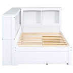Lit de repos jumeau blanc avec tiroirs de rangement et ports USB – 1 personne