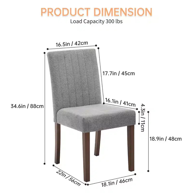 Chaise de salle à manger Parsons à dossier haut en lin beige/gris, lot de 2
