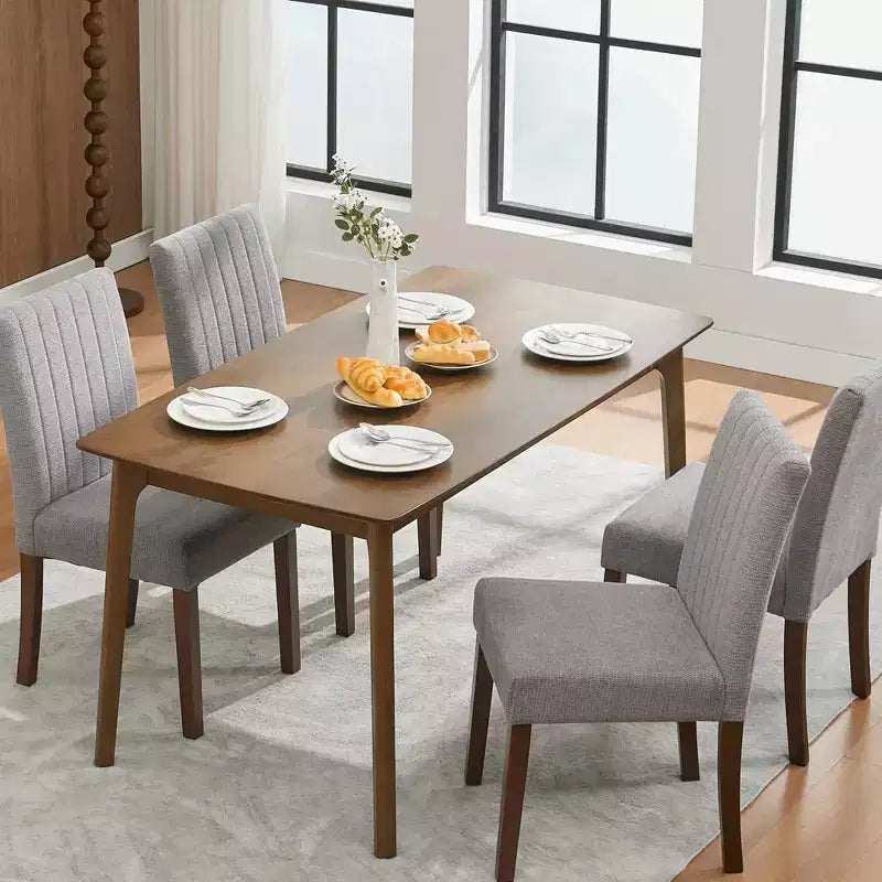 Chaise de salle à manger Parsons à dossier haut en lin beige/gris, lot de 2