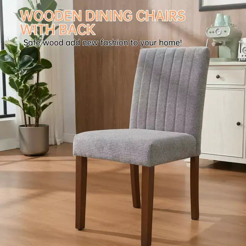 Chaise de salle à manger Parsons à dossier haut en lin beige/gris, lot de 2