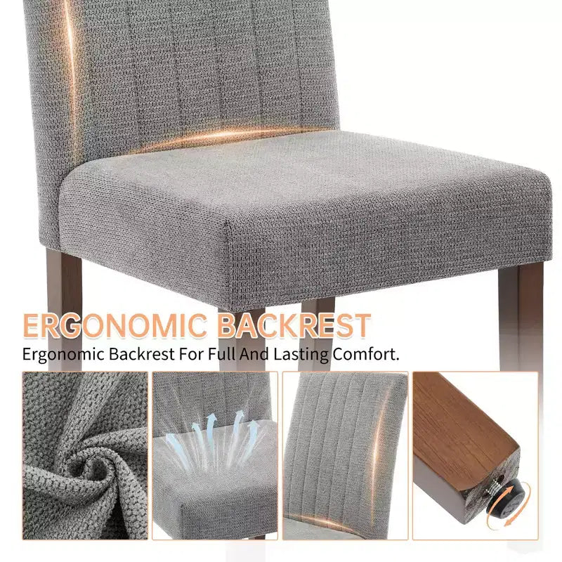 Chaise de salle à manger Parsons à dossier haut en lin beige/gris, lot de 2