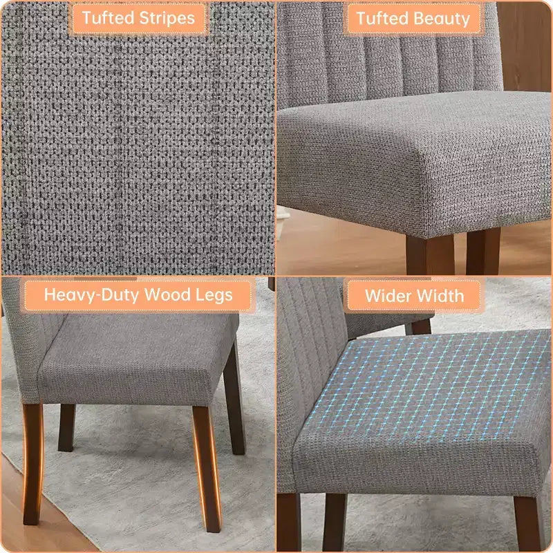 Chaise de salle à manger Parsons à dossier haut en lin beige/gris, lot de 2