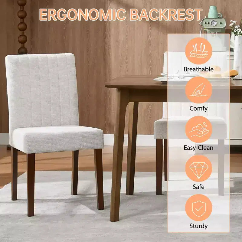 Chaise de salle à manger Parsons à dossier haut en lin beige/gris, lot de 2