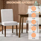 Chaise de salle à manger Parsons à dossier haut en lin beige/gris, lot de 2