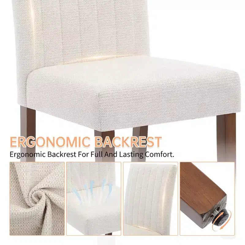 Chaise de salle à manger Parsons à dossier haut en lin beige/gris, lot de 2