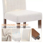 Chaise de salle à manger Parsons à dossier haut en lin beige/gris, lot de 2