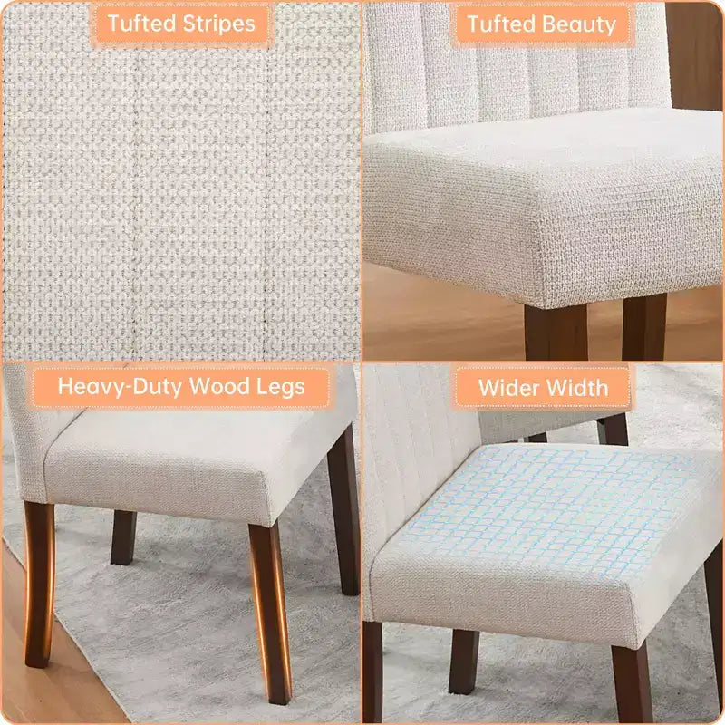 Chaise de salle à manger Parsons à dossier haut en lin beige/gris, lot de 2