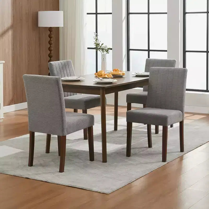 Chaise de salle à manger Parsons à dossier haut en lin beige/gris, lot de 2