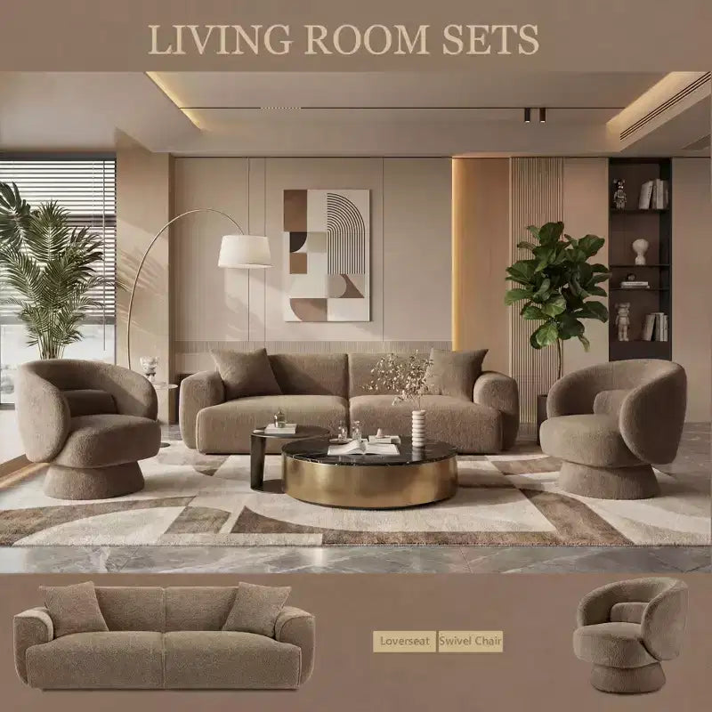 Canapé 3 places en Boucle – Bleu / Marron / Gris / Taupe / Blanc