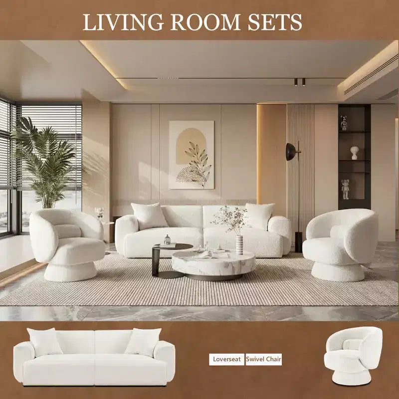 Canapé 3 places en Boucle – Bleu / Marron / Gris / Taupe / Blanc