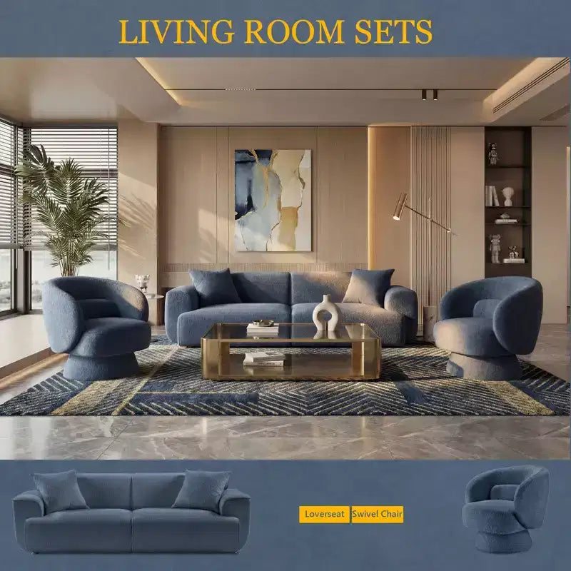 Canapé 3 places en Boucle – Bleu / Marron / Gris / Taupe / Blanc