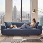 91 Modern Sofa Couch, Comfy Deep Seat Teddy Cloud Sofa, Upholstered 3-Seater Boucle Couch, Oversized Loveseat for Living Room, Bedroom