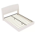 Lit plateforme capitonné Queen avec tête de lit à oreilles – Beige/Marron, 2 places