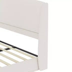 Lit plateforme capitonné Queen avec tête de lit à oreilles – Beige/Marron, 2 places