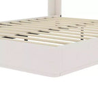 Lit plateforme capitonné Queen avec tête de lit à oreilles – Beige/Marron, 2 places