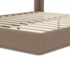 Lit plateforme capitonné Queen avec tête de lit à oreilles – Beige/Marron, 2 places