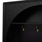 Meuble d'entrée / Vestiaire noir / naturel / noyer avec banc, patères et rangement – 1 unité