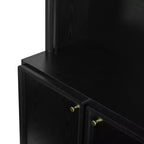 Meuble d'entrée / Vestiaire noir / naturel / noyer avec banc, patères et rangement – 1 unité