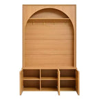 Meuble d'entrée / Vestiaire noir / naturel / noyer avec banc, patères et rangement – 1 unité