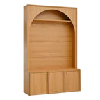 Meuble d'entrée / Vestiaire noir / naturel / noyer avec banc, patères et rangement – 1 unité