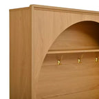 Meuble d'entrée / Vestiaire noir / naturel / noyer avec banc, patères et rangement – 1 unité