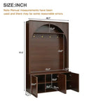 Meuble d'entrée / Vestiaire noir / naturel / noyer avec banc, patères et rangement – 1 unité