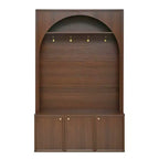 Meuble d'entrée / Vestiaire noir / naturel / noyer avec banc, patères et rangement – 1 unité