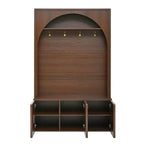 Meuble d'entrée / Vestiaire noir / naturel / noyer avec banc, patères et rangement – 1 unité
