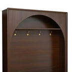 Meuble d'entrée / Vestiaire noir / naturel / noyer avec banc, patères et rangement – 1 unité