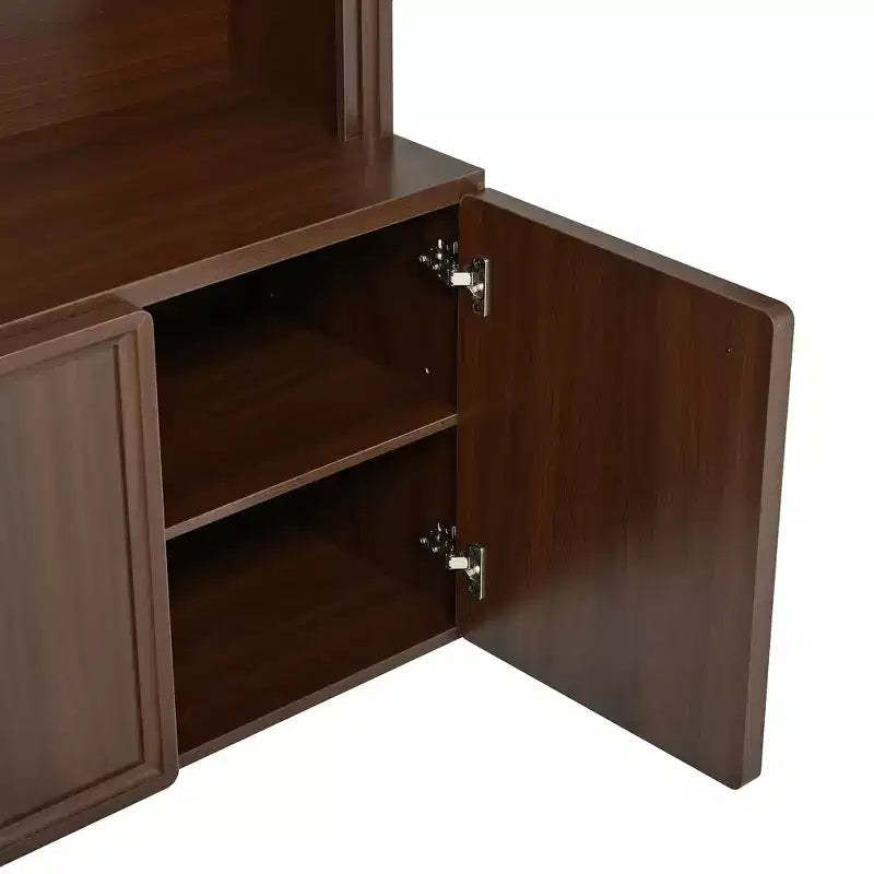 Meuble d'entrée / Vestiaire noir / naturel / noyer avec banc, patères et rangement – 1 unité