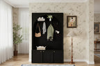 All-in-1 Hall Tree Mudroom Coat Rack Organizer Entryway Storage Bench Shoe Cabinet with Hooks & Adjustable Shelves - ModernLuxe
