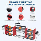 Support de rangement mural pour outils, rouge et noir, 3-4 niveaux, 4-8 fentes pour perceuses, utilisateur unique