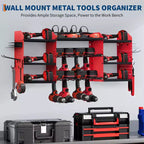 Support de rangement mural pour outils, rouge et noir, 3-4 niveaux, 4-8 fentes pour perceuses, utilisateur unique