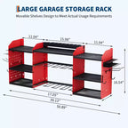 Support de rangement mural pour outils, rouge et noir, 3-4 niveaux, 4-8 fentes pour perceuses, utilisateur unique