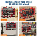 Support de rangement mural pour outils, rouge et noir, 3-4 niveaux, 4-8 fentes pour perceuses, utilisateur unique