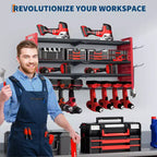 Support de rangement mural pour outils, rouge et noir, 3-4 niveaux, 4-8 fentes pour perceuses, utilisateur unique