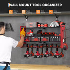 Support de rangement mural pour outils, rouge et noir, 3-4 niveaux, 4-8 fentes pour perceuses, utilisateur unique