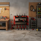 400lbs Heavy Duty 4-Tier Wall Mounted Power Tool Organizer Rack  8 Drill Slots, Screwdriver Holders, Metal Garage & Workshop Storage Shelf