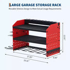 Support de rangement mural pour outils, rouge et noir, 3-4 niveaux, 4-8 fentes pour perceuses, utilisateur unique
