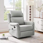 Fauteuil inclinable, pivotant et berçant en similicuir PU marron/gris avec fonction massage, 1 place